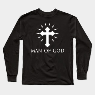 Man Of God - Cross Bottony - White - Christian Series 7W Long Sleeve T-Shirt